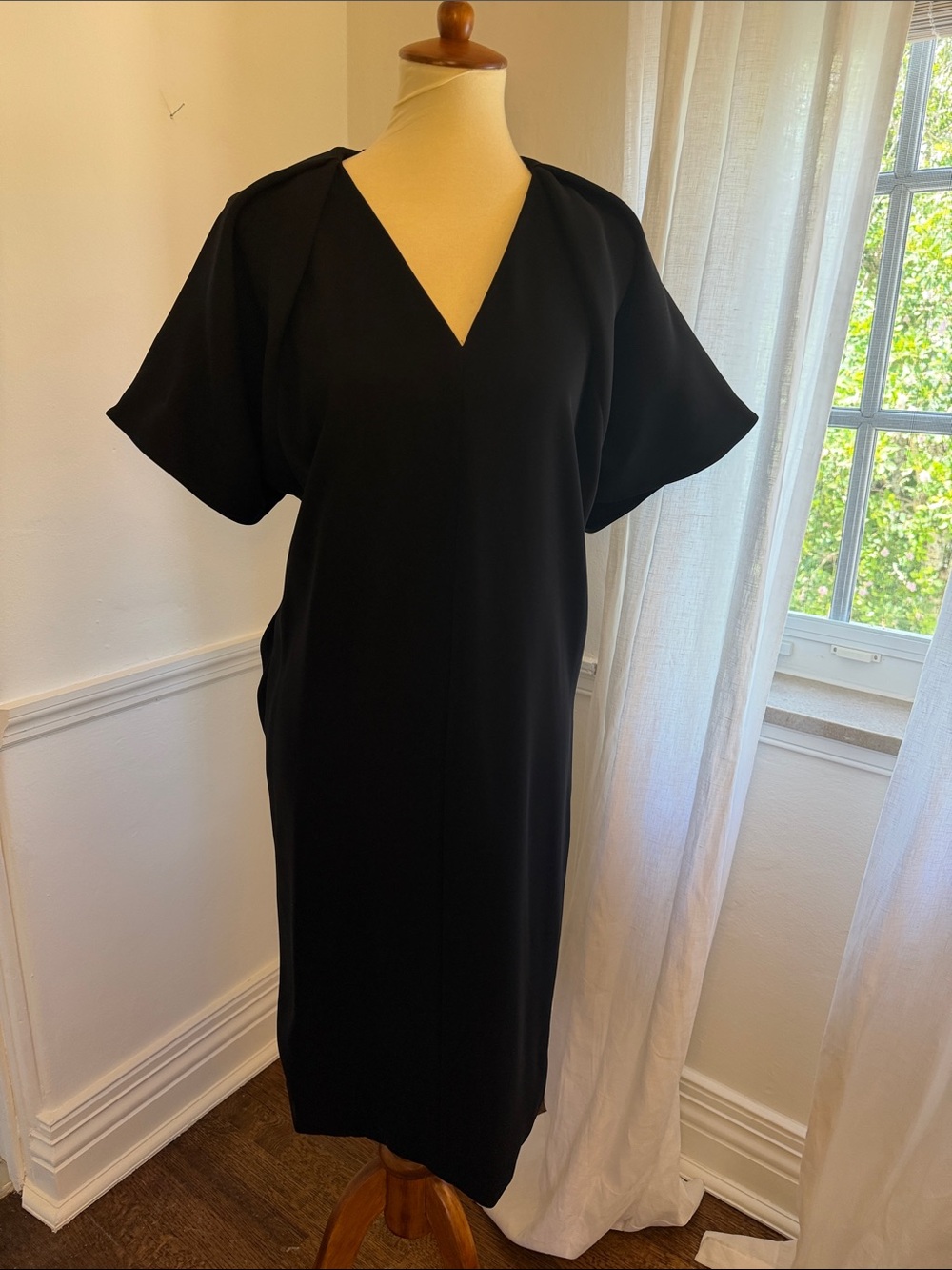 Vintage Balenciaga V-Neck Short Sleeve Women's Dress
